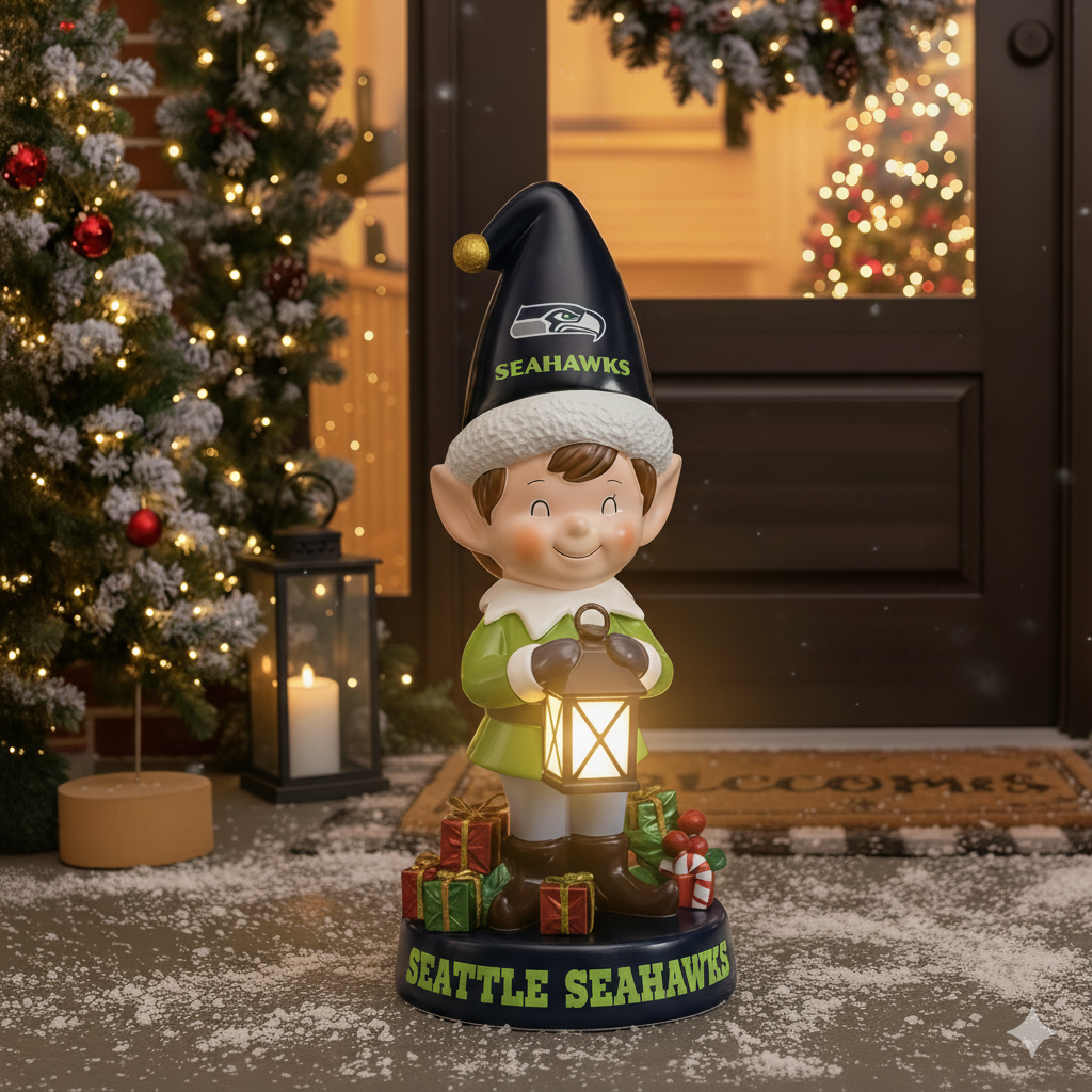 NFL Team Spirit Illuminated Elf Garden Statuary - Festive Outdoor/Indoor Christmas Decor