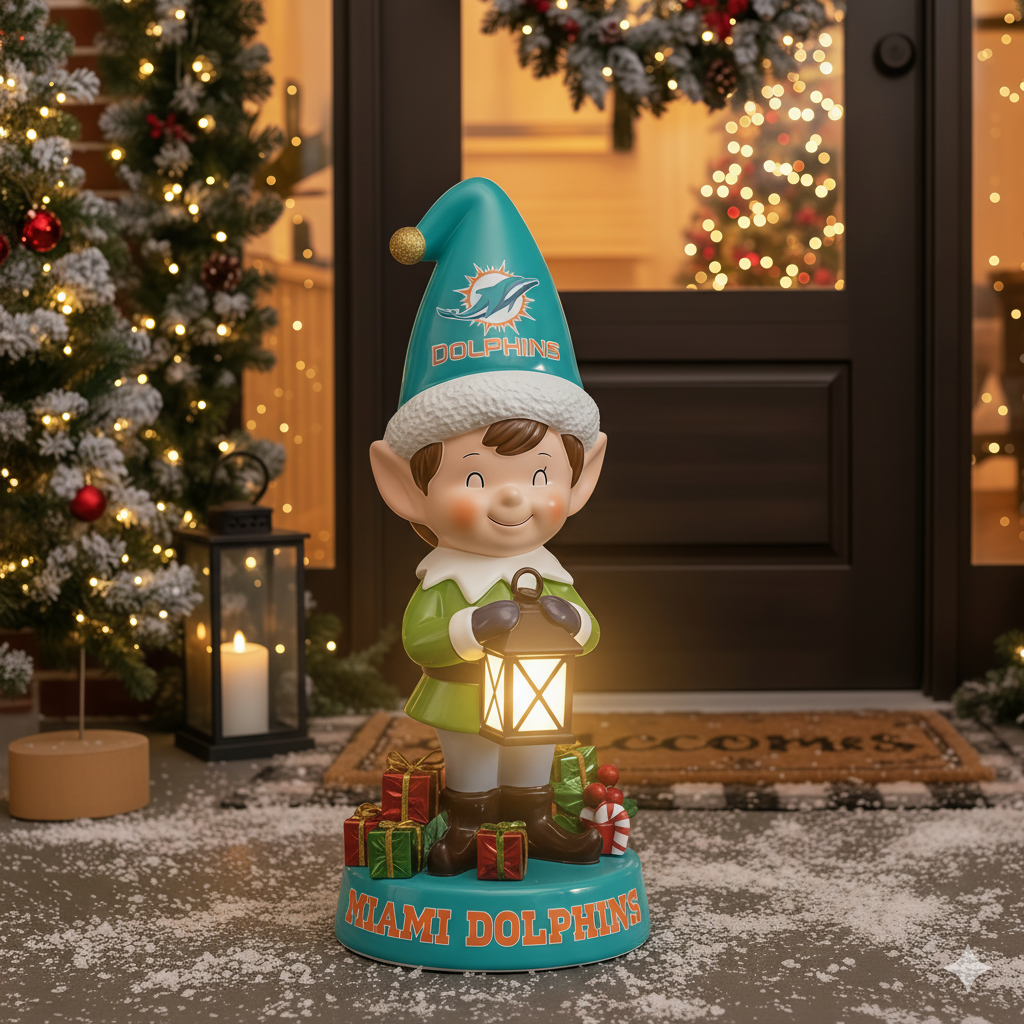 NFL Team Spirit Illuminated Elf Garden Statuary - Festive Outdoor/Indoor Christmas Decor