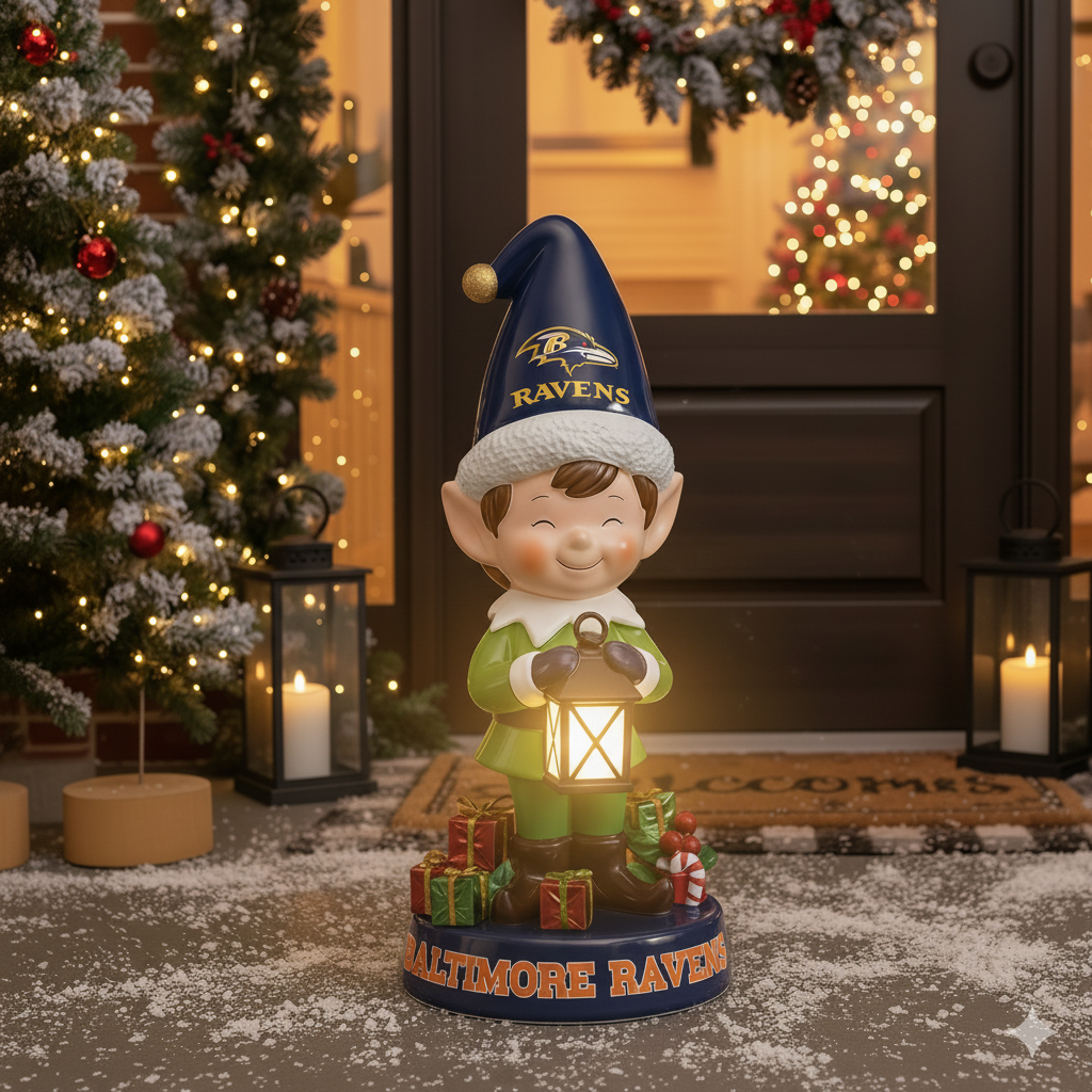 NFL Team Spirit Illuminated Elf Garden Statuary - Festive Outdoor/Indoor Christmas Decor