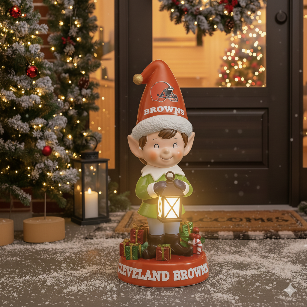 NFL Team Spirit Illuminated Elf Garden Statuary - Festive Outdoor/Indoor Christmas Decor