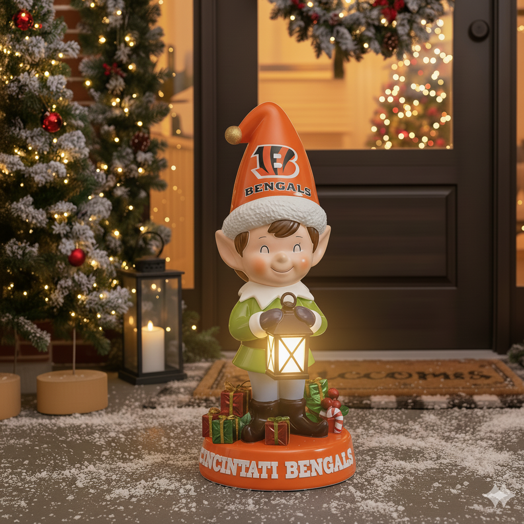 NFL Team Spirit Illuminated Elf Garden Statuary - Festive Outdoor/Indoor Christmas Decor