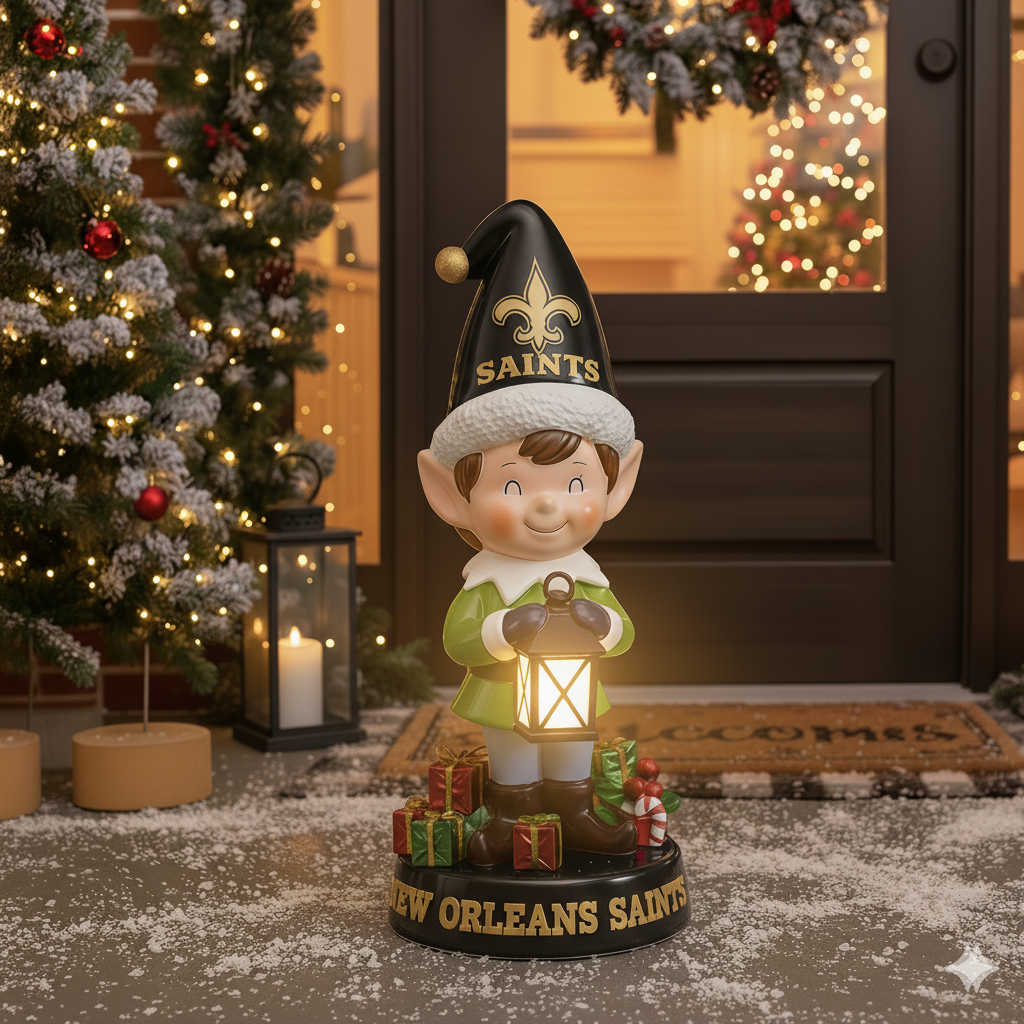 NFL Team Spirit Illuminated Elf Garden Statuary - Festive Outdoor/Indoor Christmas Decor