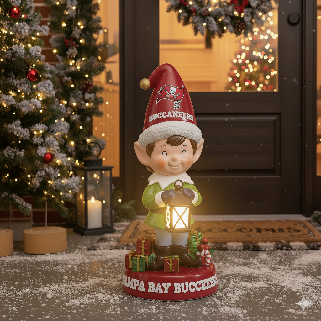 NFL Team Spirit Illuminated Elf Garden Statuary - Festive Outdoor/Indoor Christmas Decor