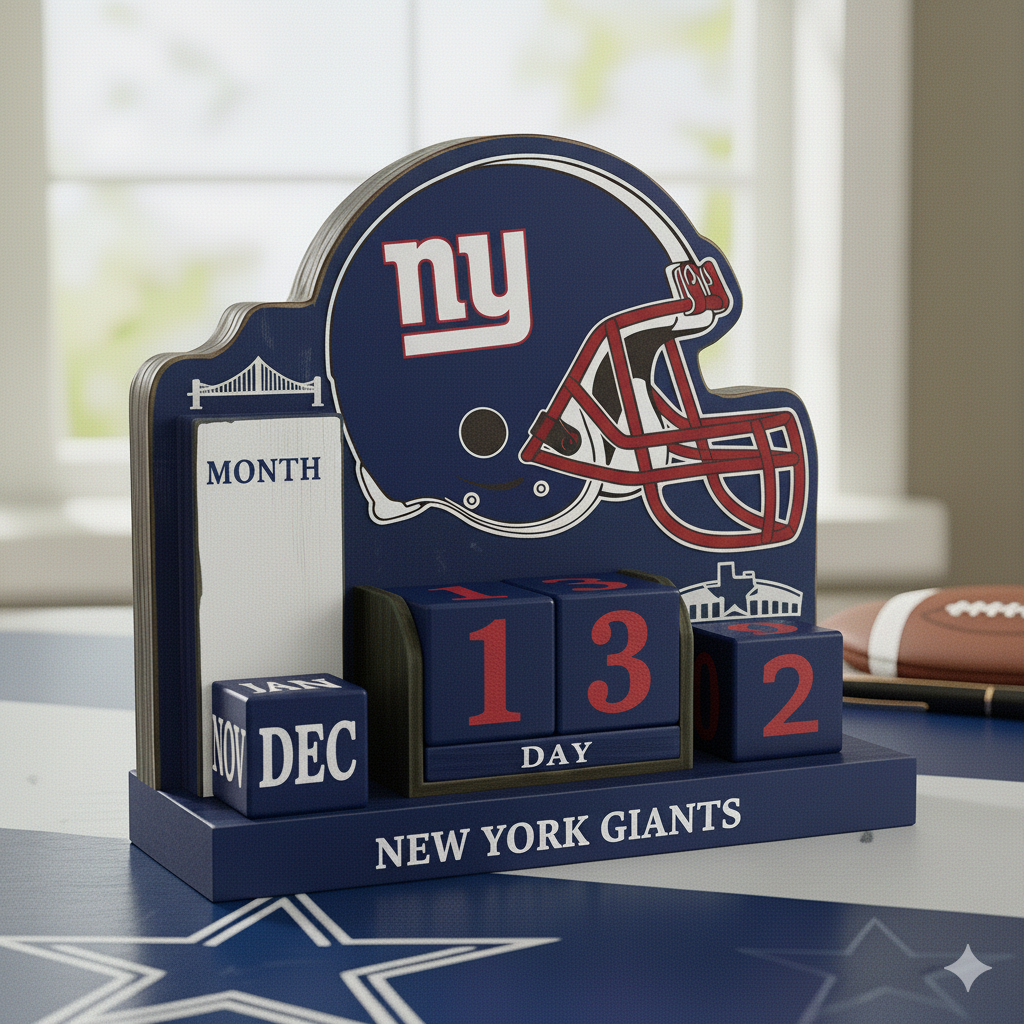 NFL Football Team Calendar Perpetual Wood Block Calendar