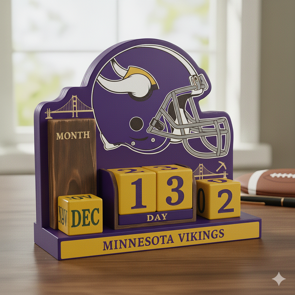 NFL Football Team Calendar Perpetual Wood Block Calendar