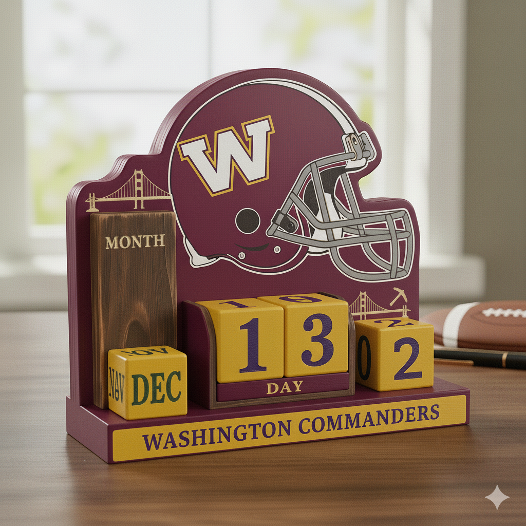 NFL Football Team Calendar Perpetual Wood Block Calendar
