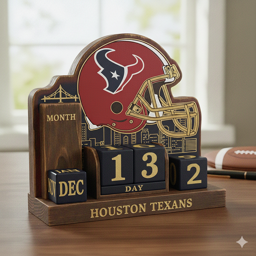 NFL Football Team Calendar Perpetual Wood Block Calendar