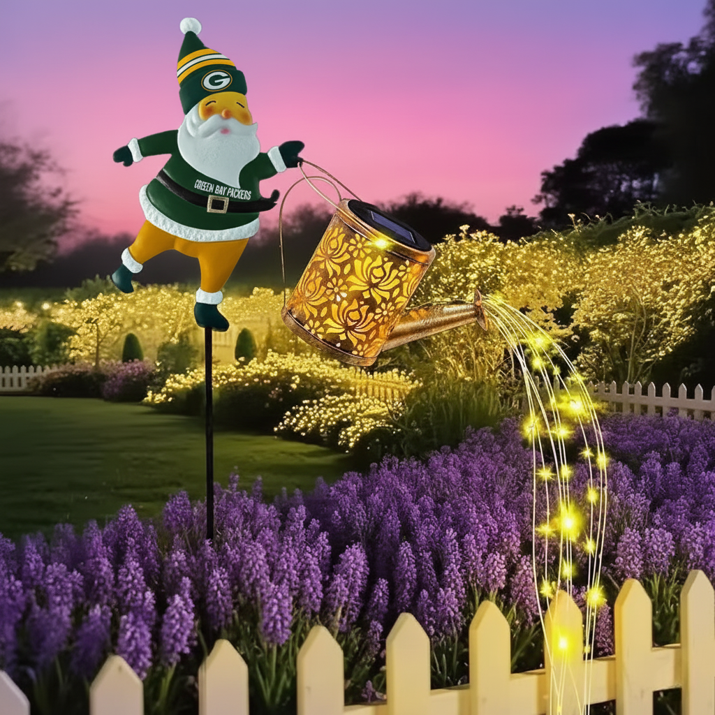 NFL Santa Garden Decor with Solar Watering Can Light