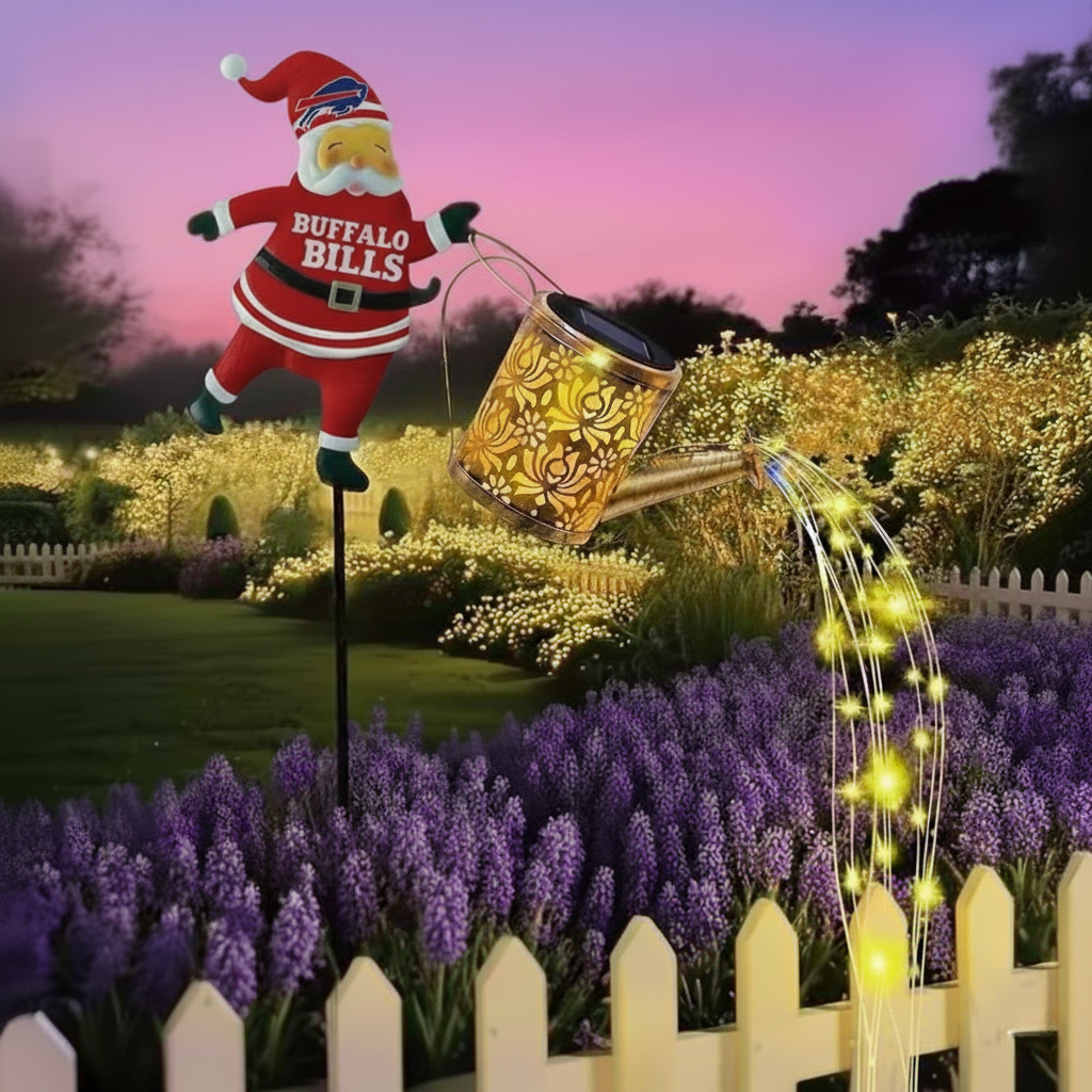 NFL Santa Garden Decor with Solar Watering Can Light