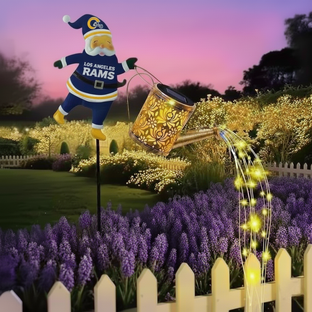 NFL Santa Garden Decor with Solar Watering Can Light