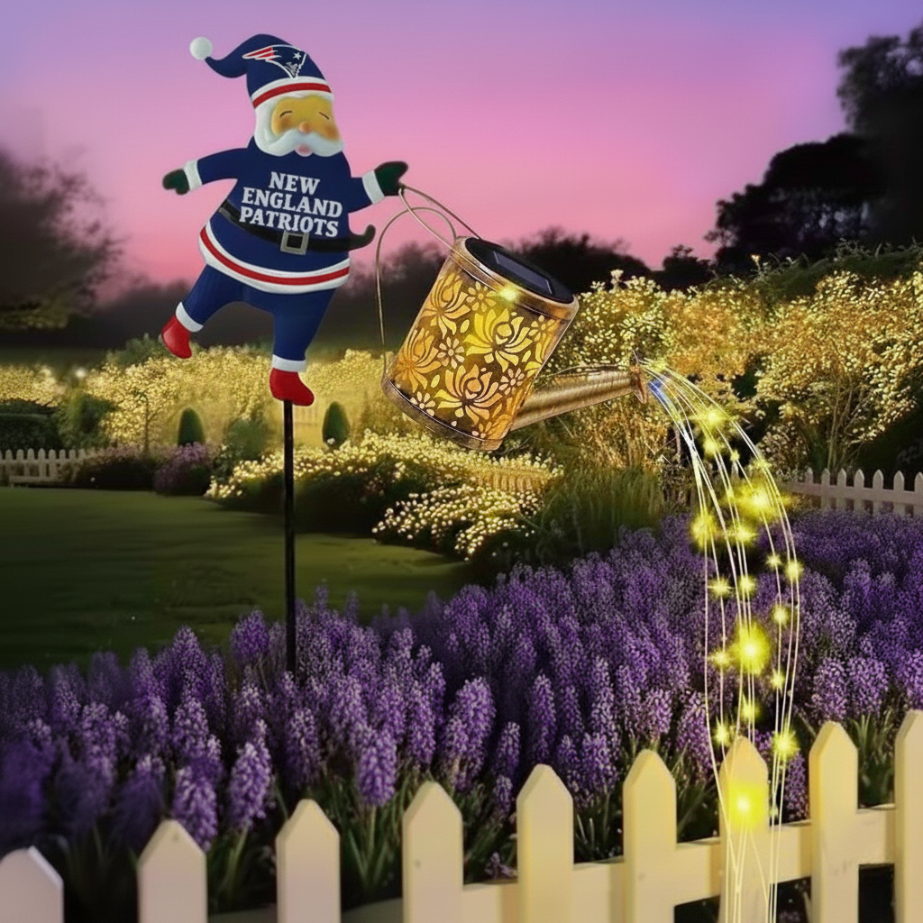 NFL Santa Garden Decor with Solar Watering Can Light