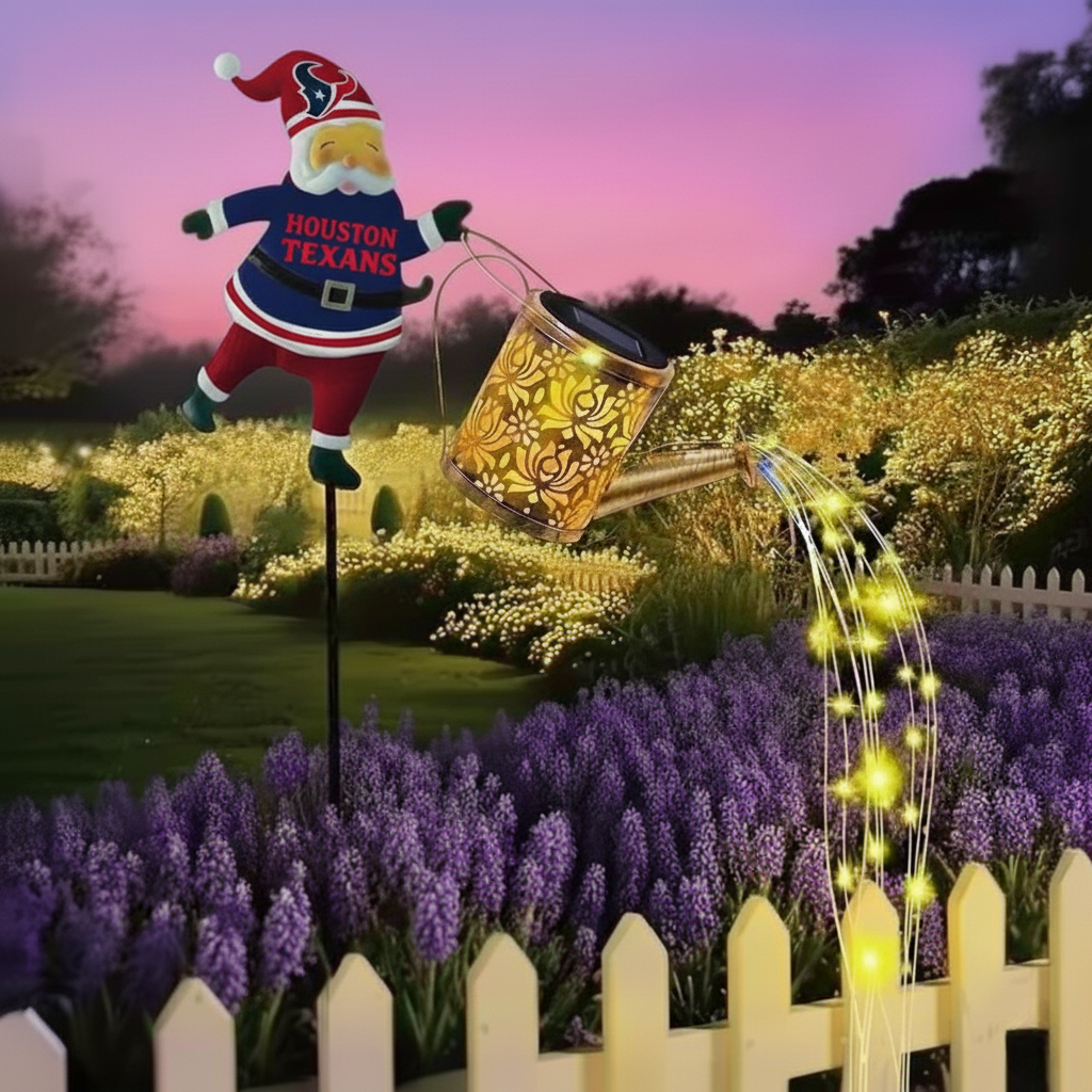 NFL Santa Garden Decor with Solar Watering Can Light