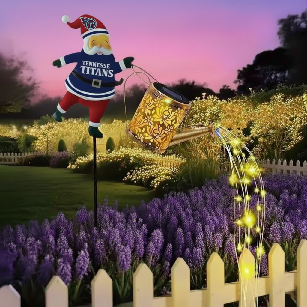 NFL Santa Garden Decor with Solar Watering Can Light