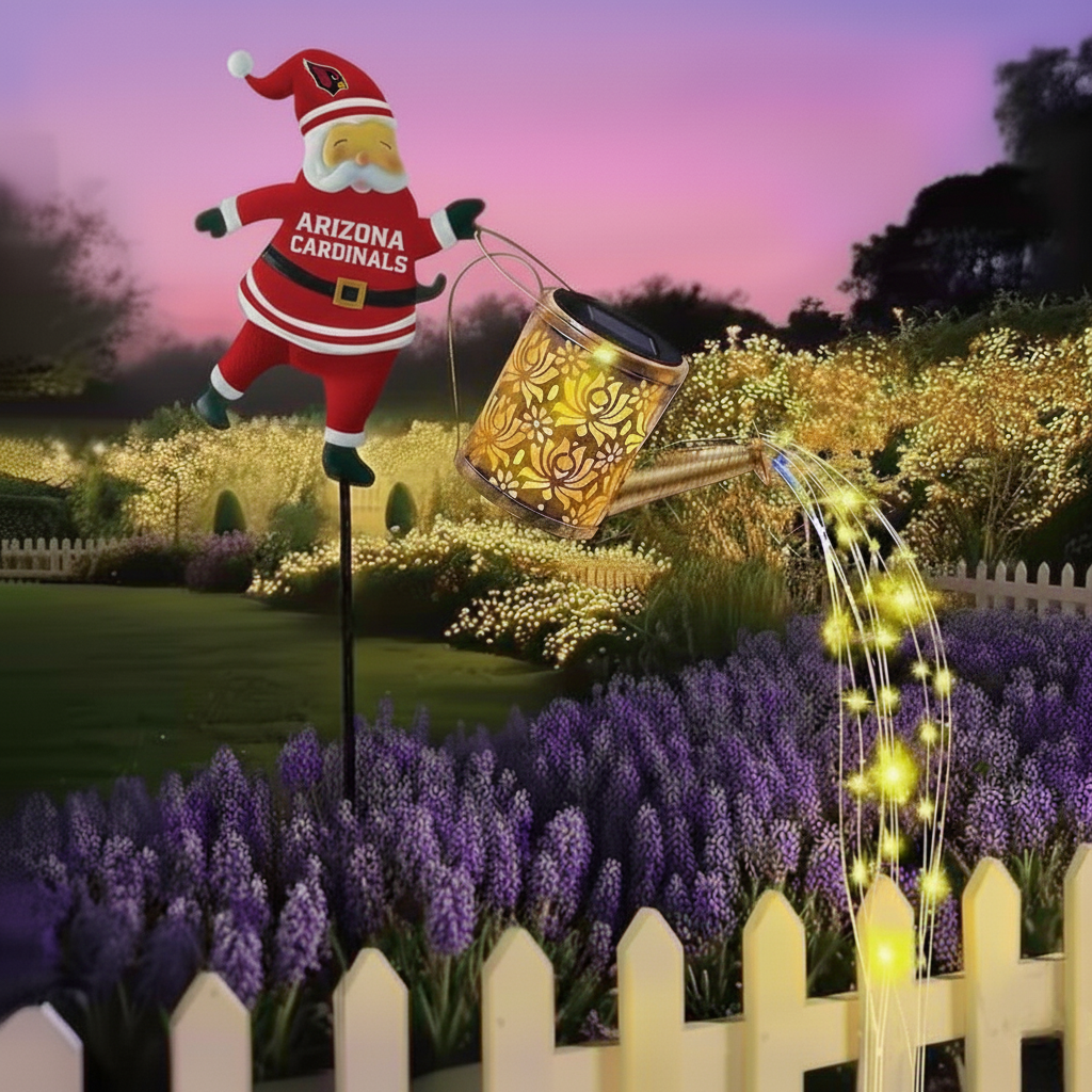 NFL Santa Garden Decor with Solar Watering Can Light