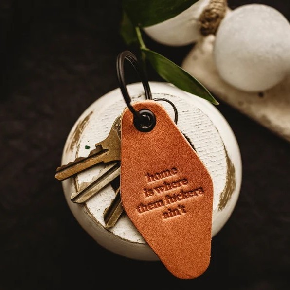 Funny Retro Leather Keychain
