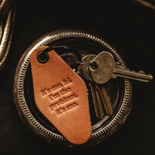 Funny Retro Leather Keychain