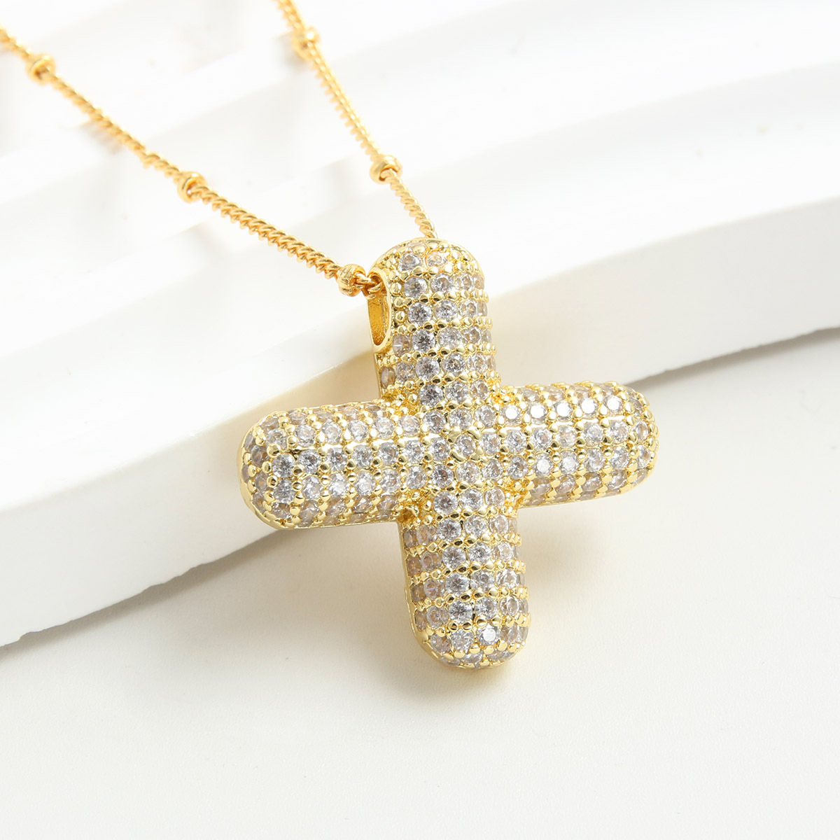 Gold Rhinestone Bubble Monogram Necklace