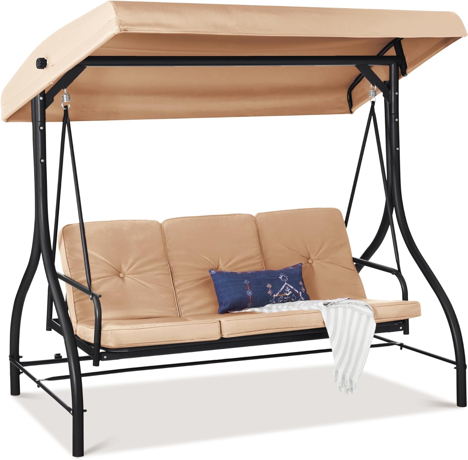 💥Last Day Clearance Sale! 💥Buy 2 Get 2 Free💥3-Seat Outdoor Large Converting Canopy Swing Glider