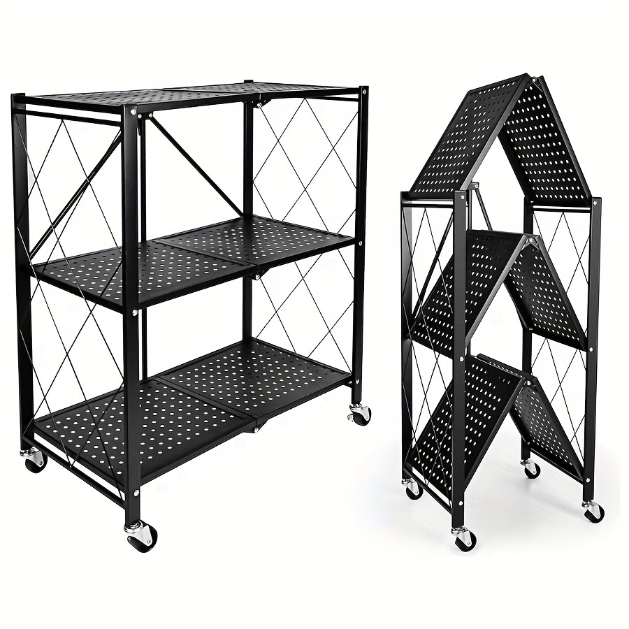 Foldable Metal Storage Shelves-Heavy Duty on Wheels