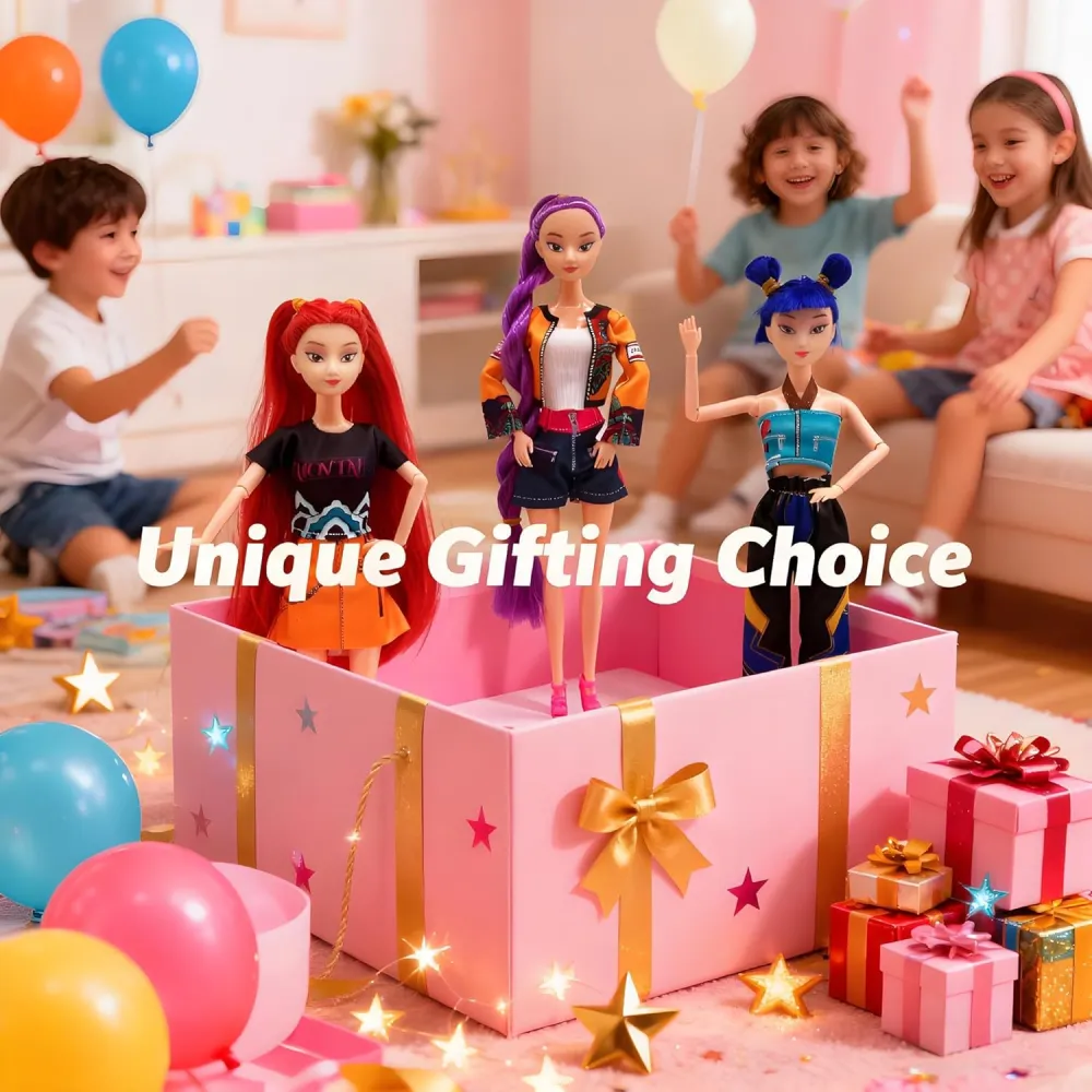 🎤✨ 2025 K-Pop Hunters New Singer Fashion Dolls 🎶💜Articulated Fashion Doll Set,Great Idea for Girls Fans