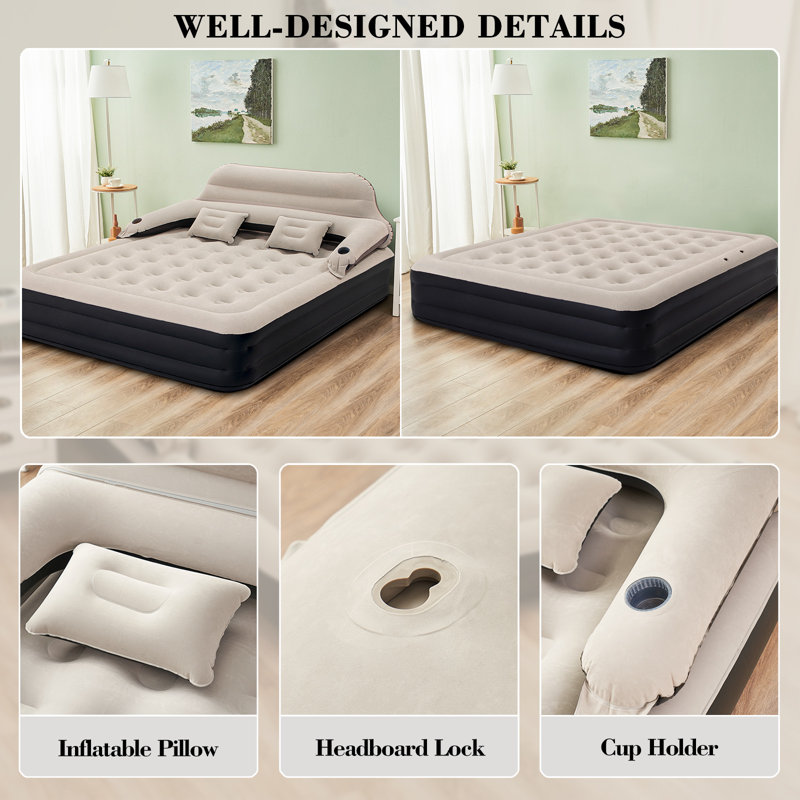 Rohrersville 15'' Air Mattress Bed with Head Rest, King