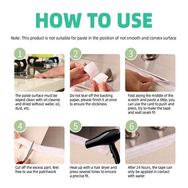 Magic Anti-Mold Tape & Stick Selfadhe Sive Caulk Tape Strip