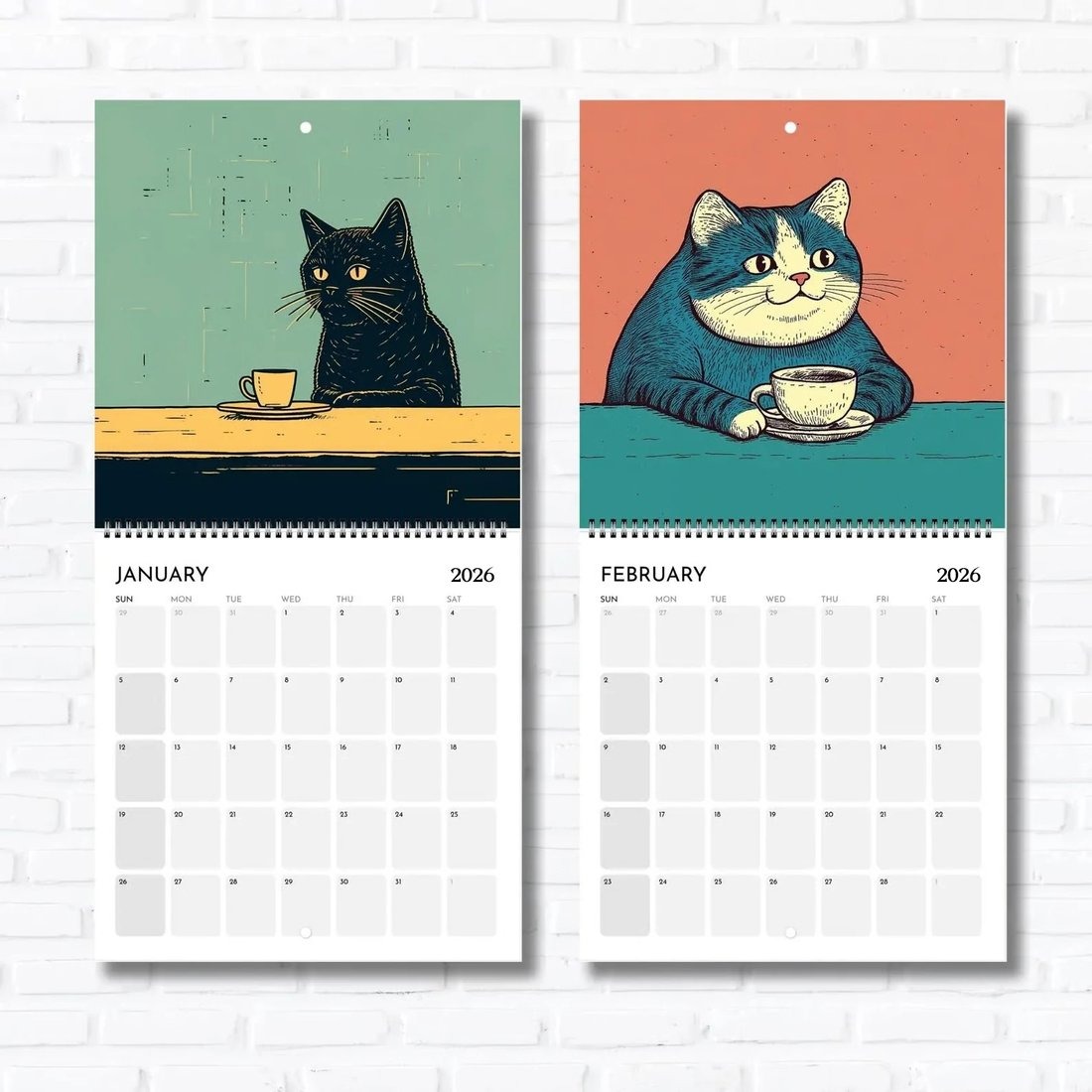 🔥LAST DAY 49% OFF🔥 Cats Chillin' with Books 2026 Wall Calendar