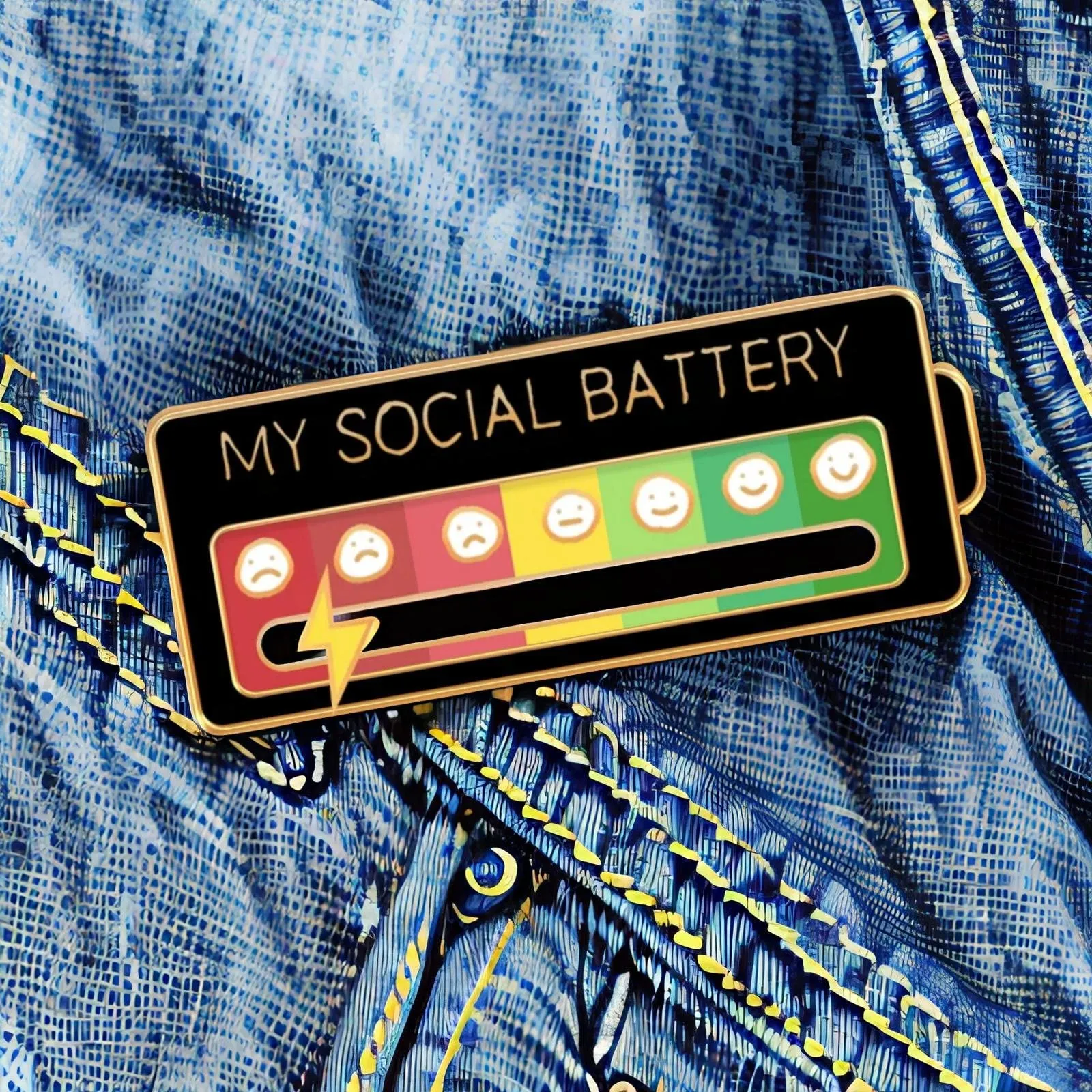 Funny Social Mood Brooch Pin for 7 Days