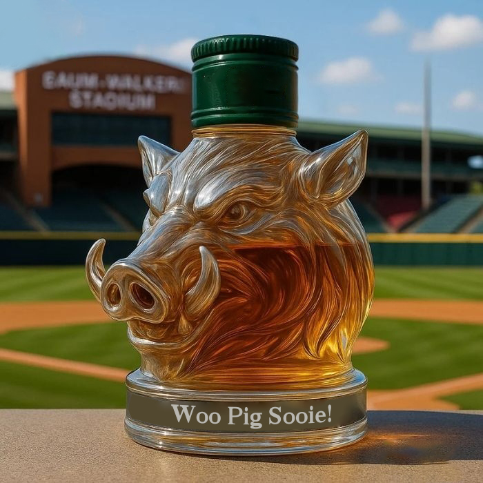 🐗Arkansas Razorbacks Wild Boar Whiskey Bottle🍻