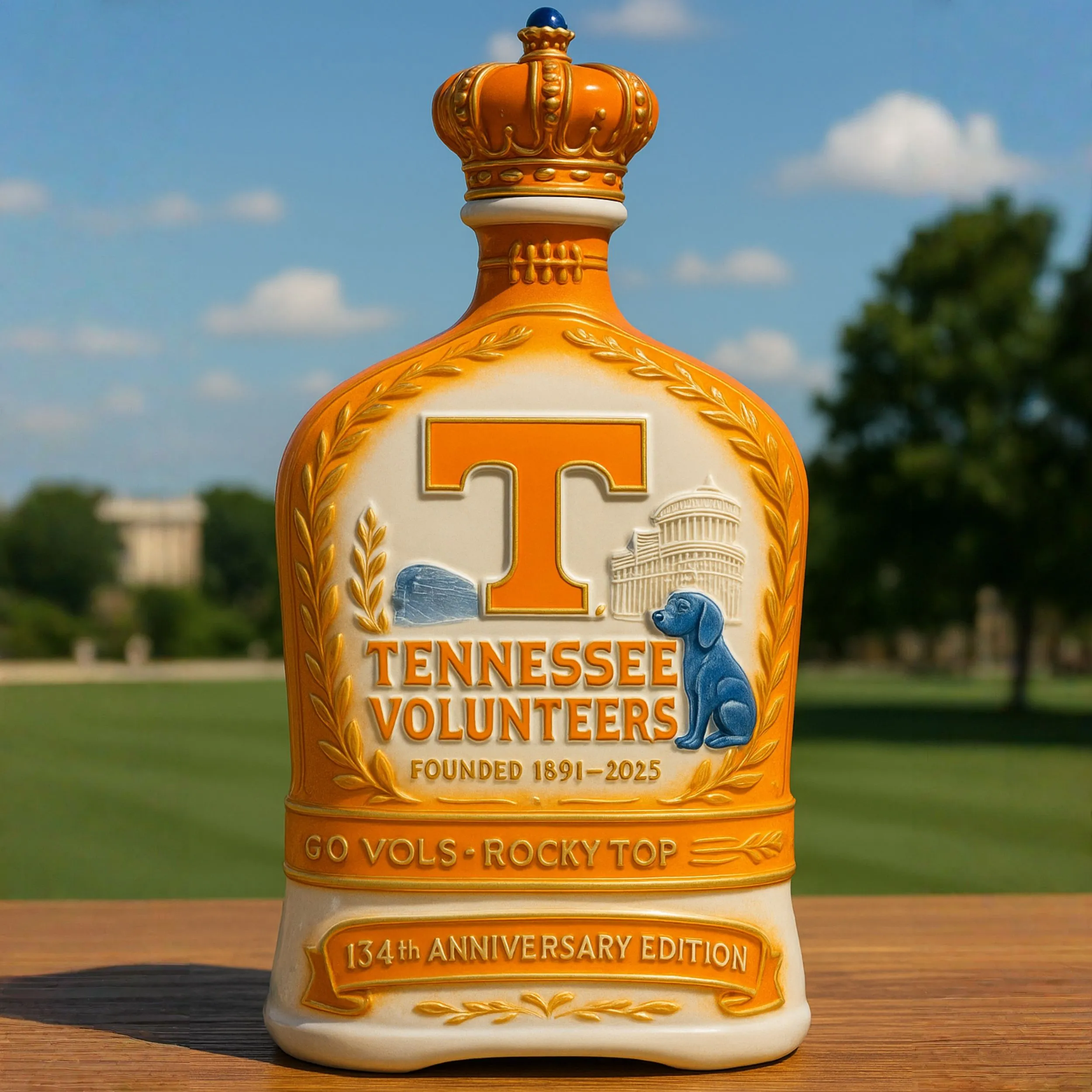 Tennessee Volunteers 134th Anniversary Whiskey Bottle