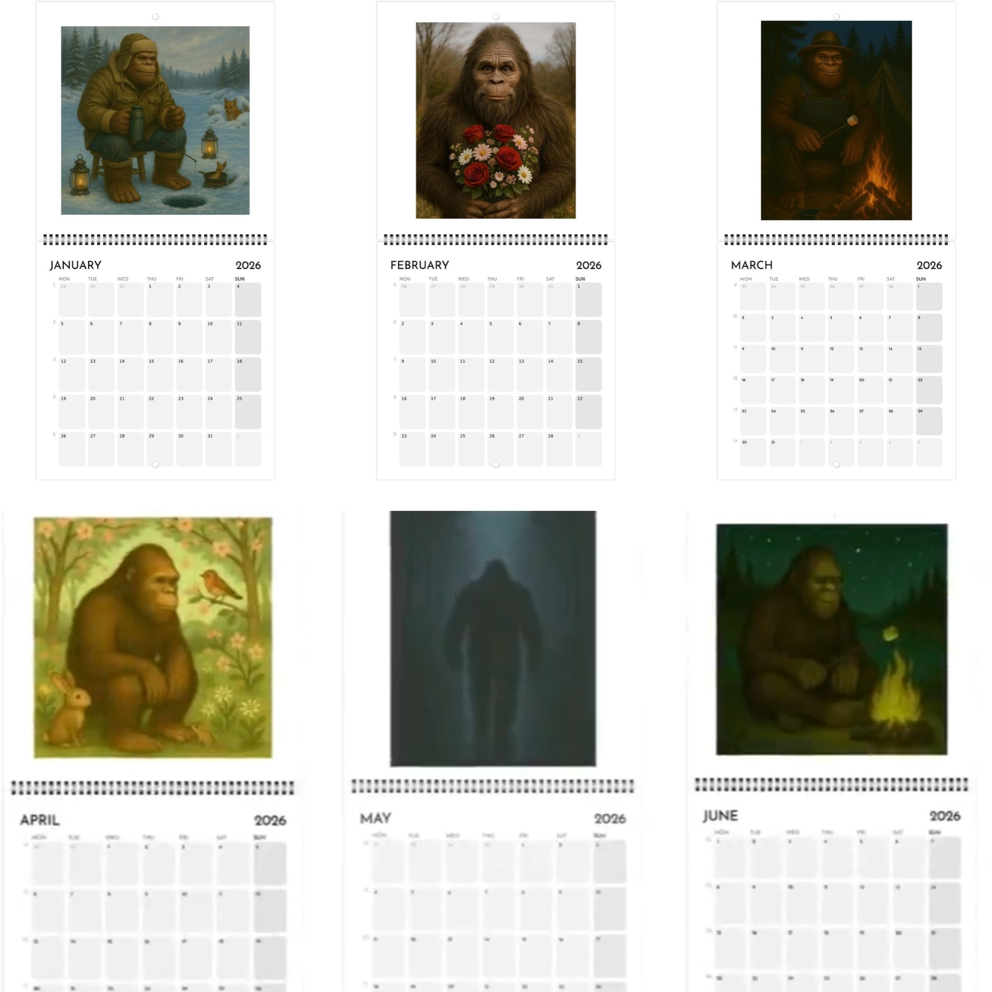 Bigfoot Adventures Wall Calendar 2026 🦶🌲