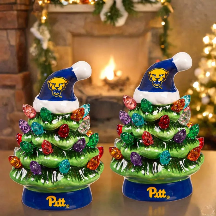 ✨Light Up Your NFL Spirit! 🏈Set of 2 4" LED Christmas Tree with NFL Team Logo🎄