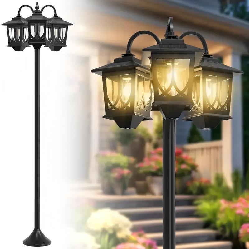 3-Head Waterproof Solar Powerd Lights for Garden, Lawn, Pathway, Yard, Front/ Back Door