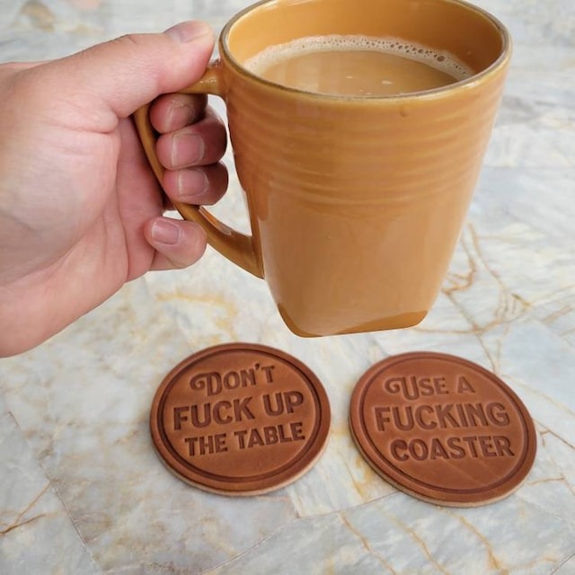 Funny Leather Drink Coasters