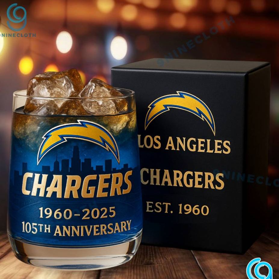 Los Angeles Chargers 1960-2025 105th Anniversary Whiskey Glass