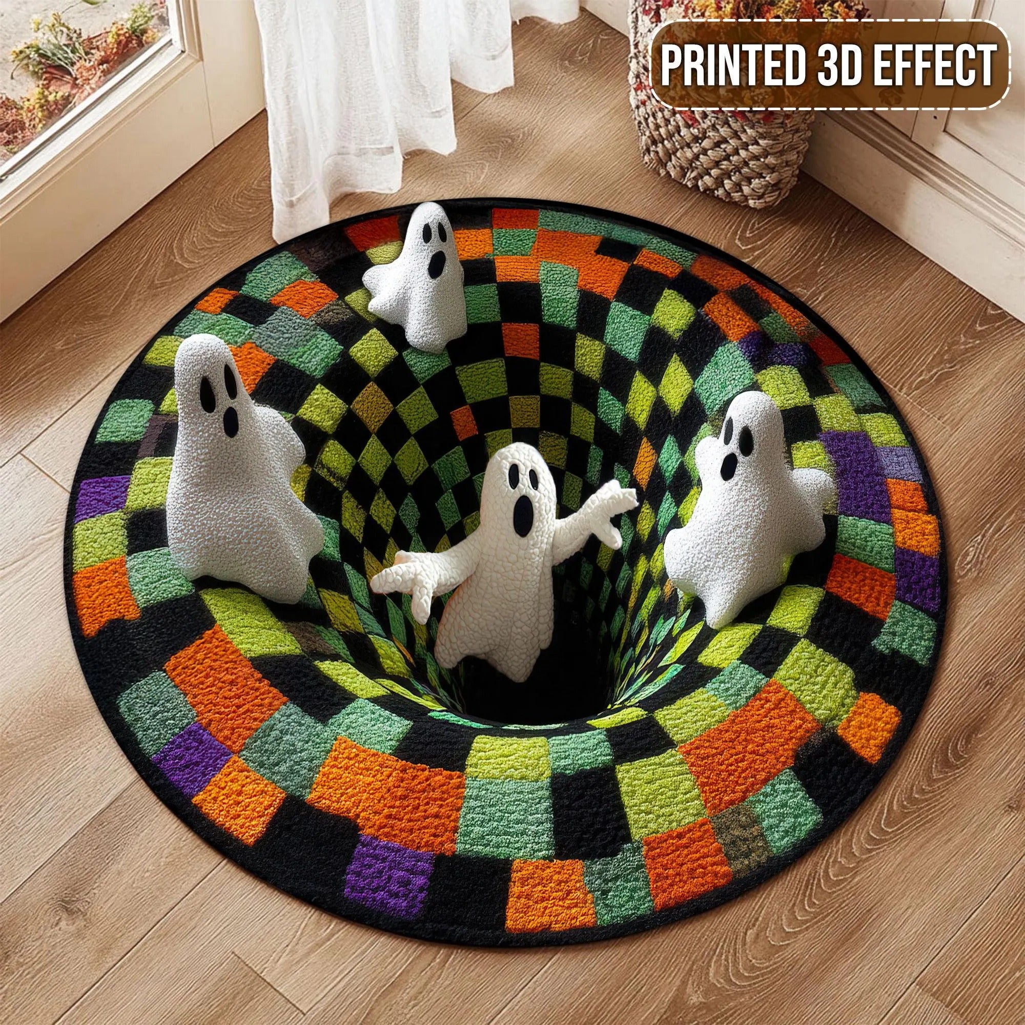 Halloween Ghost Welcome Quilted Round Mat