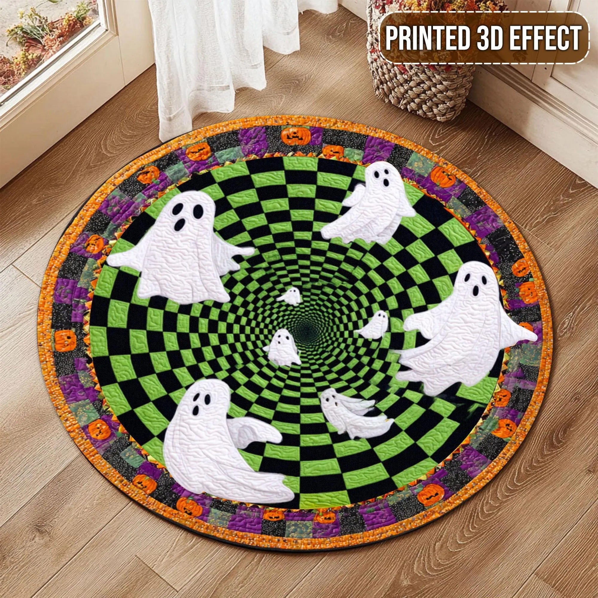 Halloween Ghost Welcome Quilted Round Mat