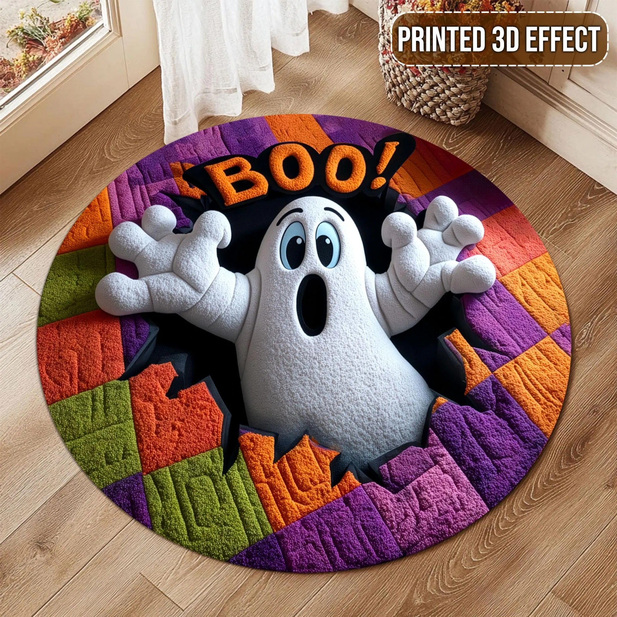 Halloween Ghost Welcome Quilted Round Mat