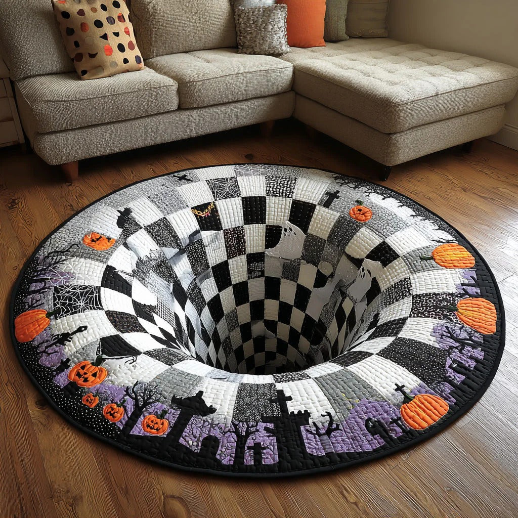 Midnight Spiral Quilted Round Mat