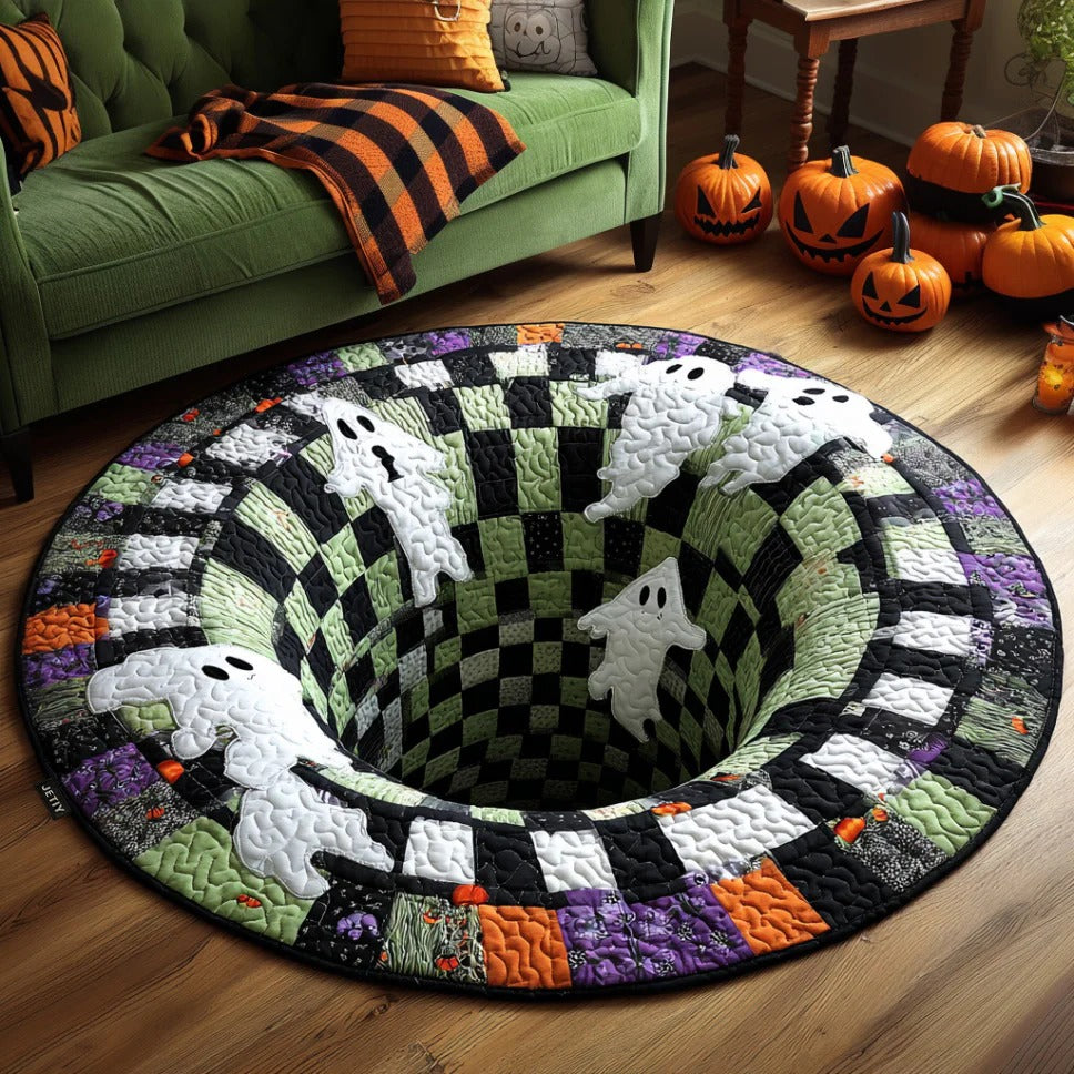 Haunted Whirl Quilted Round Mat