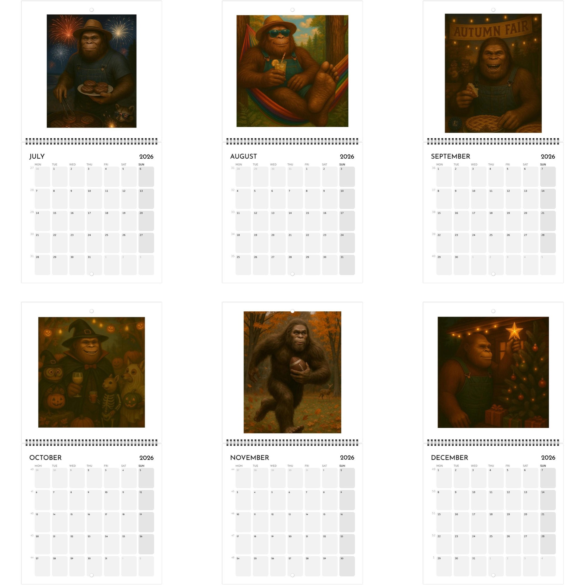 Bigfoot Adventures Wall Calendar 2026 🦶🌲