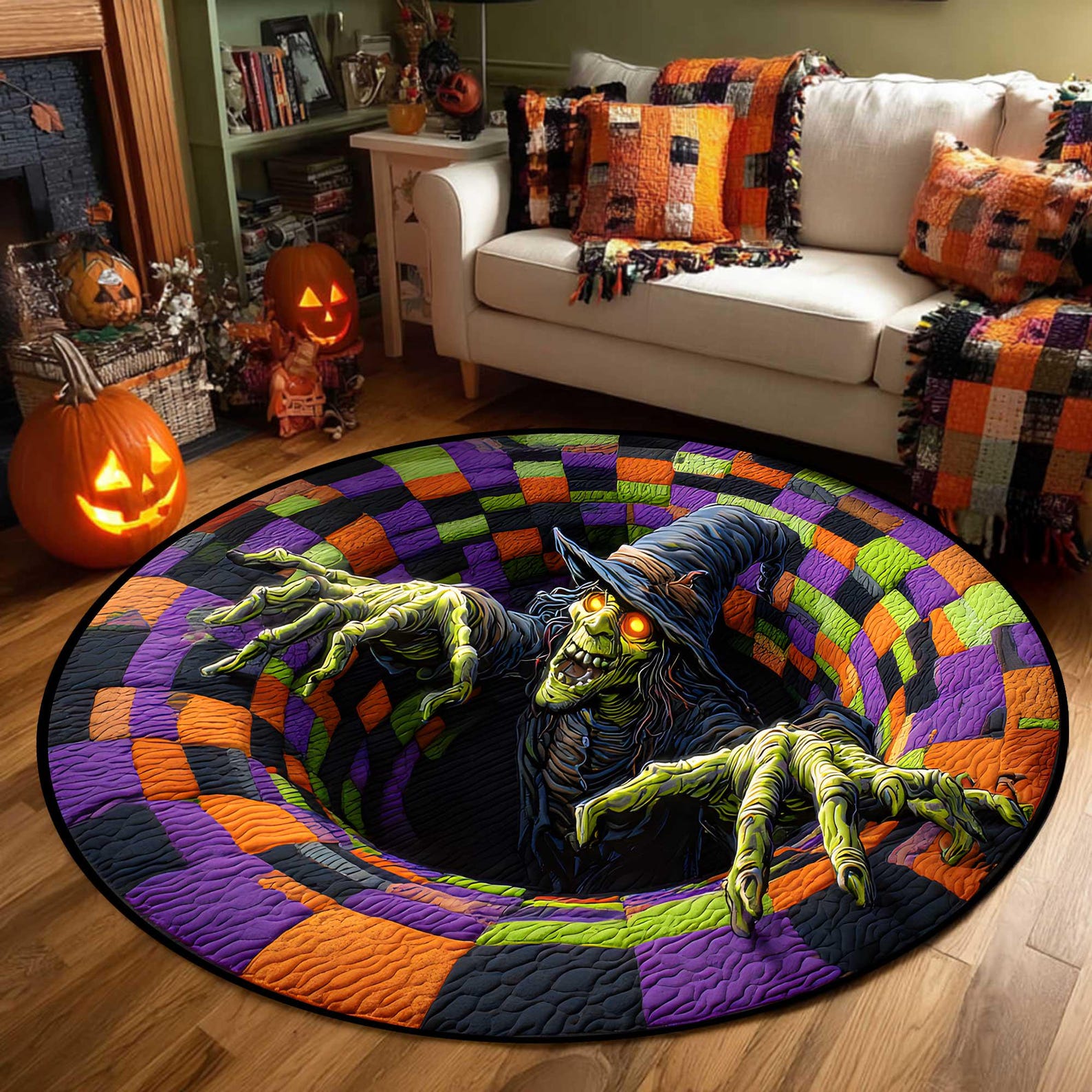 Witch Quilted Round Mat