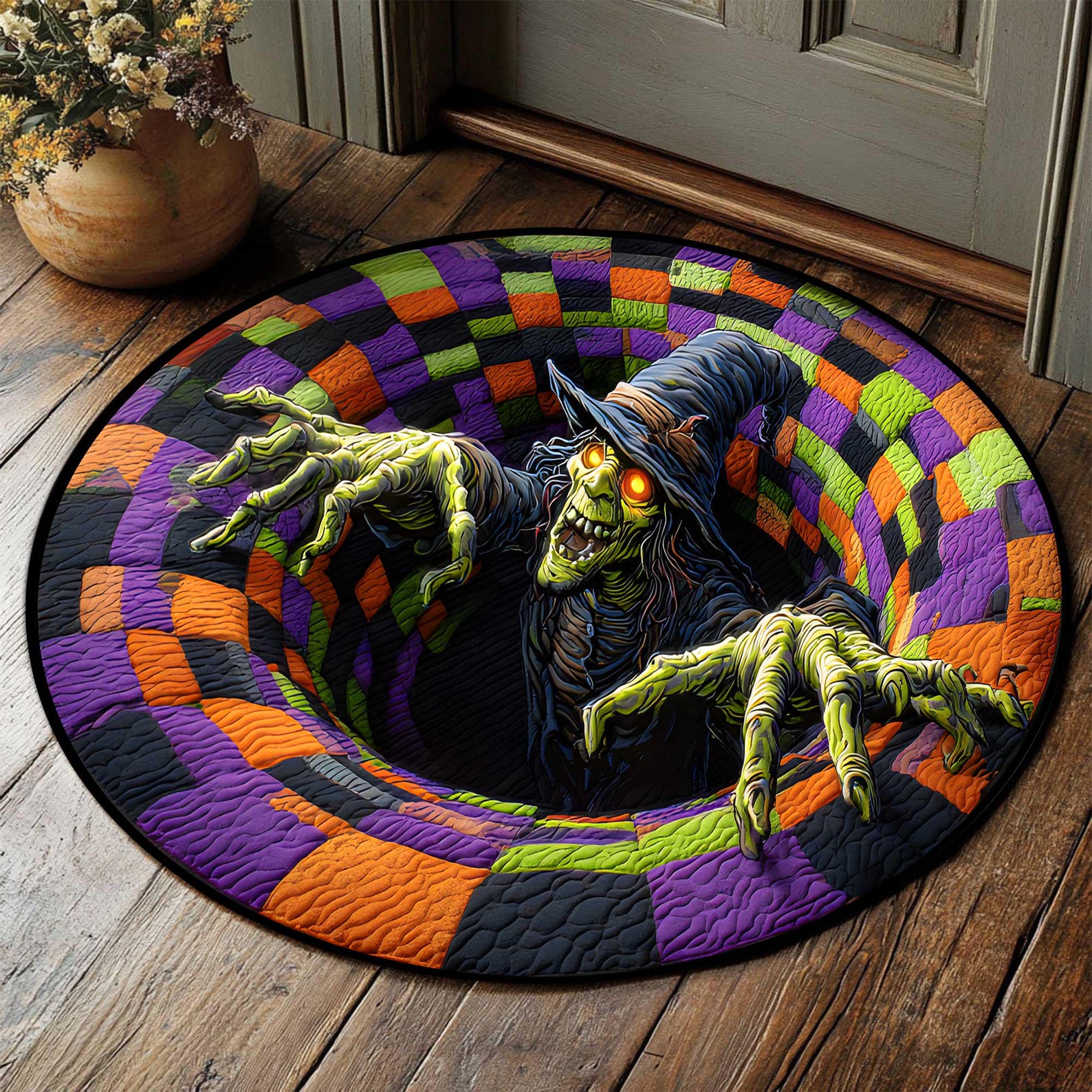 Witch Quilted Round Mat
