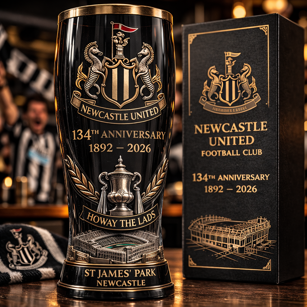 🖤⚽ Newcastle United 134th Anniversary Collector Glass (1892–2026)