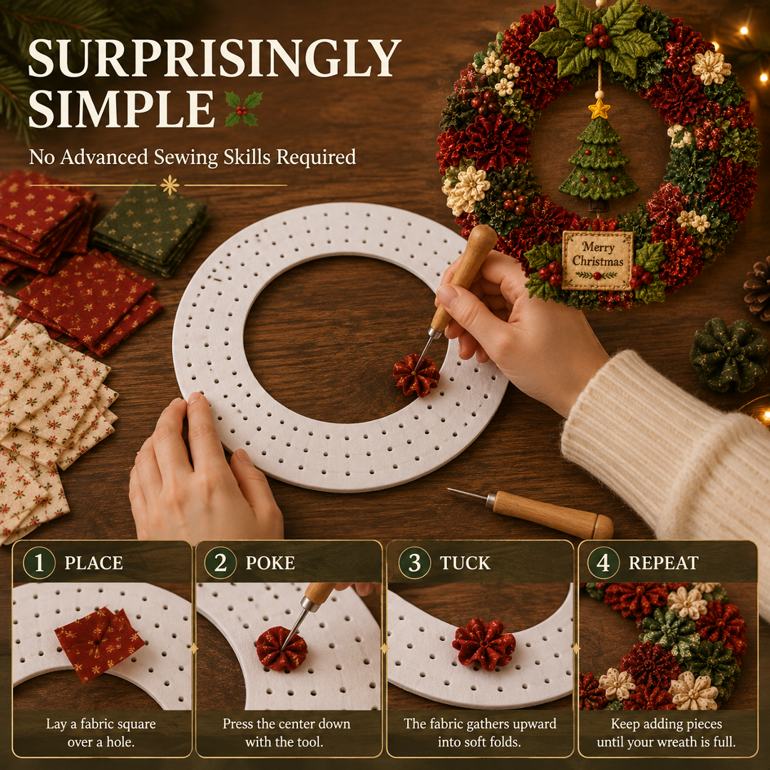 Simple steps for making a Christmas poke art wreath