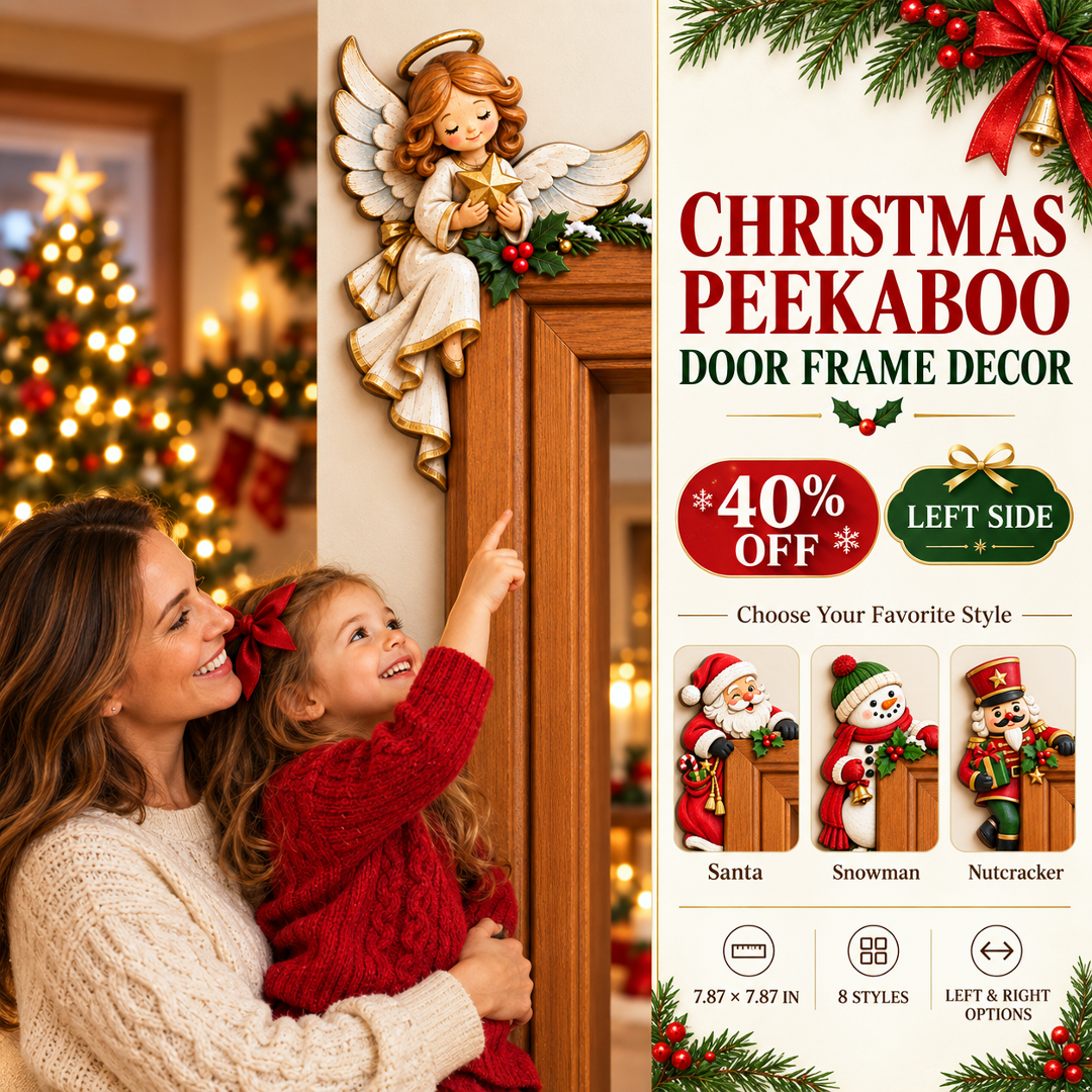 🔥Last 75pcs🎉-🎅🚪Christmas Peekaboo Door Frame Corner Decor – A Little Holiday Surprise Around Every Corner