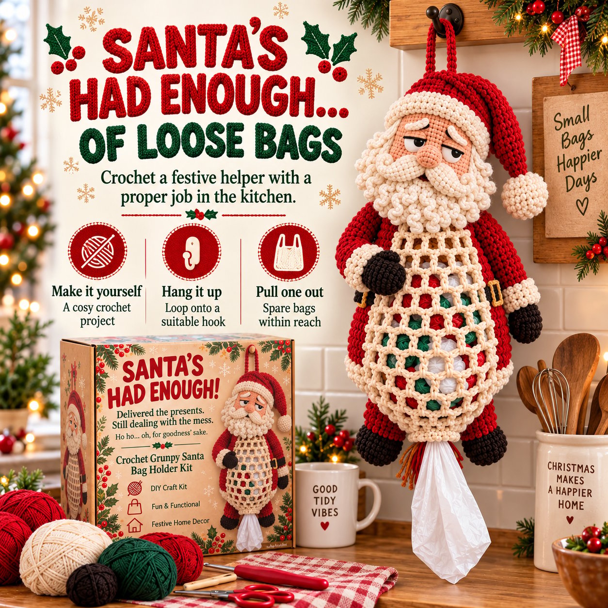🔥Limited time 70% OFF - 🧶Christmas Crochet Bag Holder DIY Kit