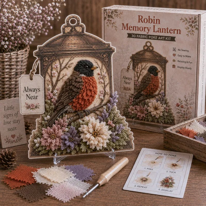 🔥 LAST DAY 70% OFF –⚡50K+ SOLD! 🕊️ Always Near 3D Fabric Poke Art Memory Lantern Kit