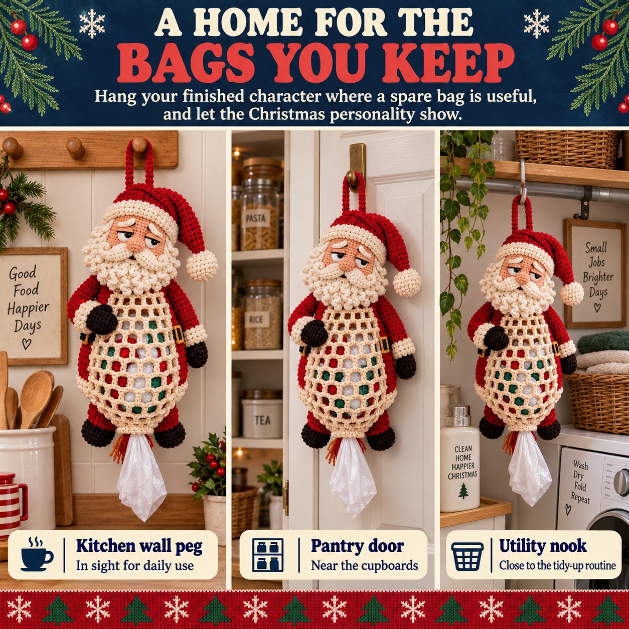🔥Limited time 70% OFF - 🧶Christmas Crochet Bag Holder DIY Kit