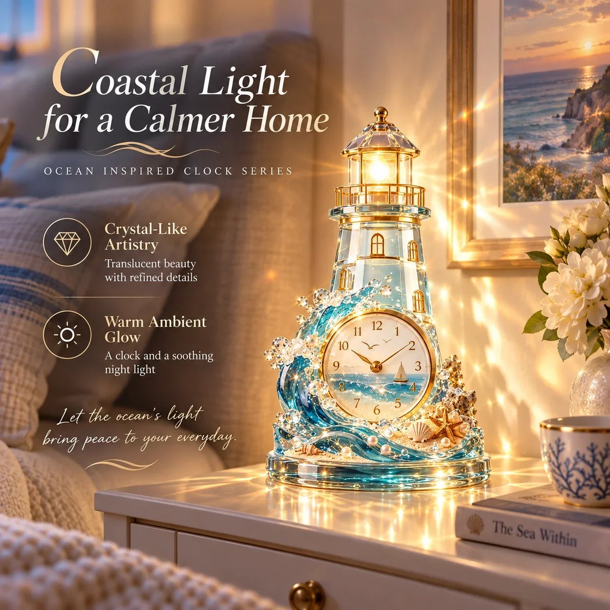 🔥Limited time 70% OFF -✨🌊 Coastal Glow Crystal Clock Collection — Bring the Beauty of the Sea Home 